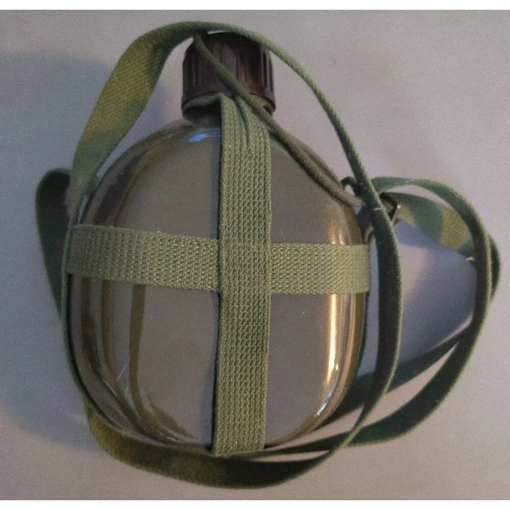 Vintage Chinese Army PLA Type 87 Military Canteen Water Bottle Aluminum Strap